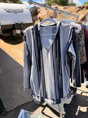 LuLaRoe Striped Hooded Sweatshirt in Black and White